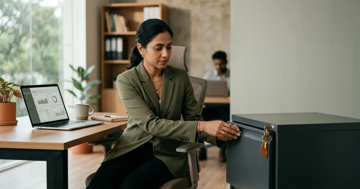 Small business owner securing customer data records under the DPDP Act