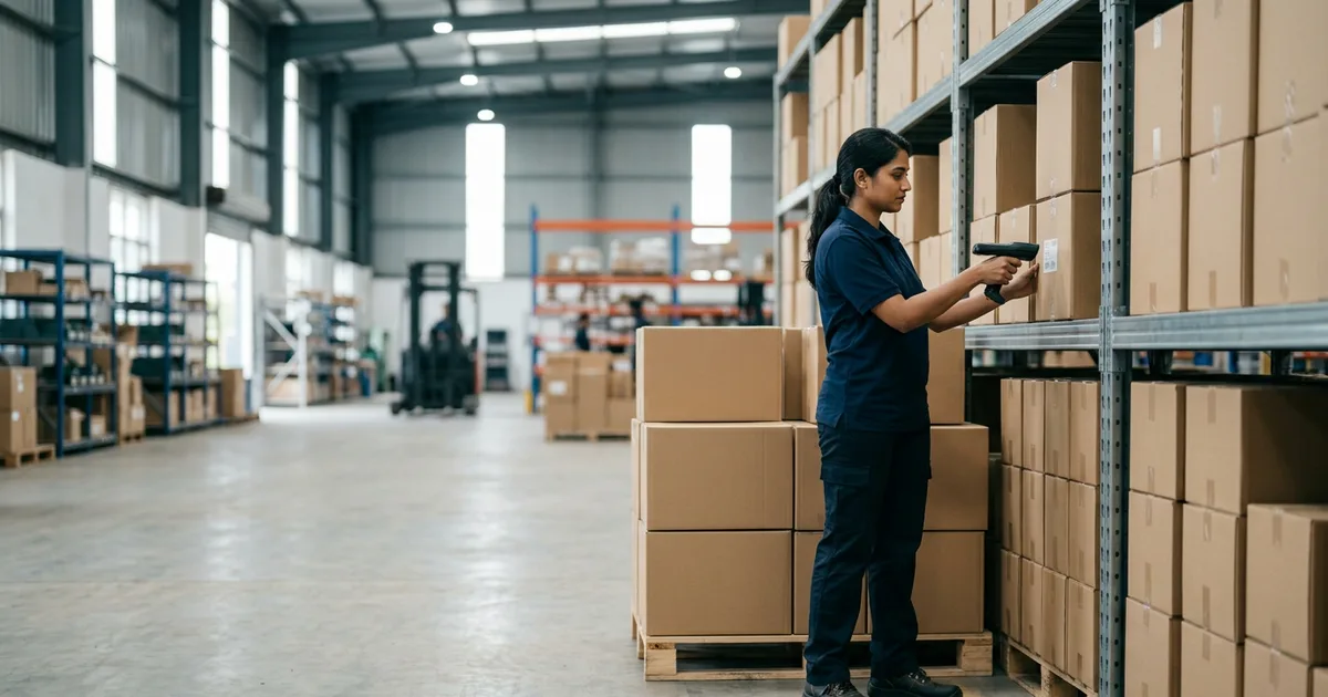 Retail products being scanned and catalogued for barcode registration