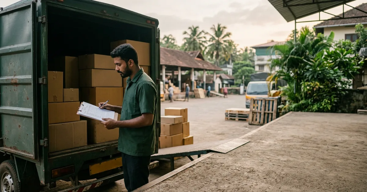 Goods consignment paperwork being checked before transport under e-way bill rules