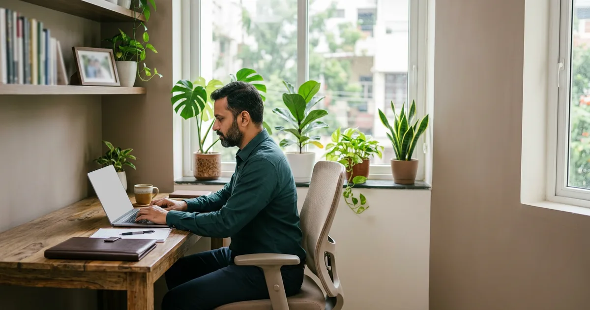 Solo founder running a registered one person company from a small office