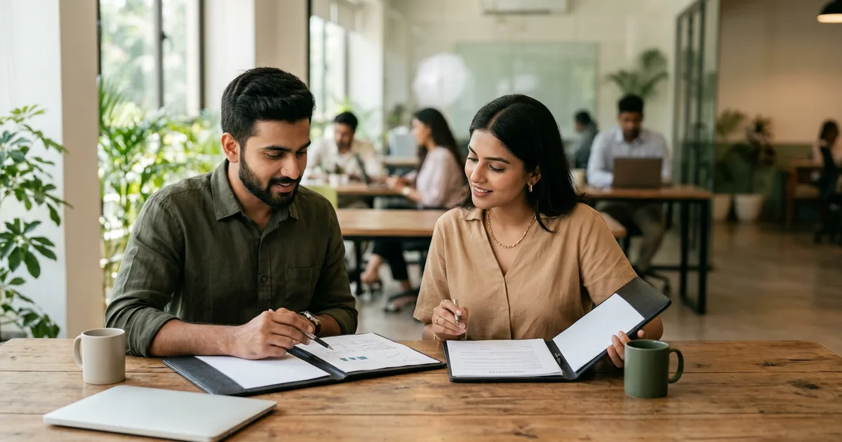 Startup founders comparing government recognition and brand registration paperwork