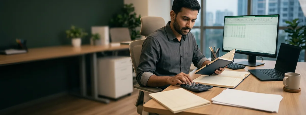 Accountant maintaining books of accounts for an Indian business