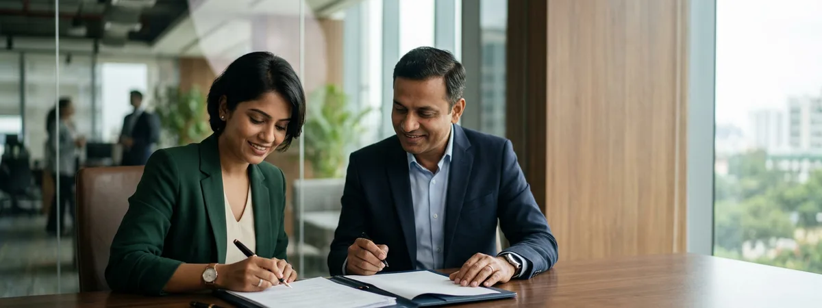 Trademark assignment deed being signed to transfer brand ownership