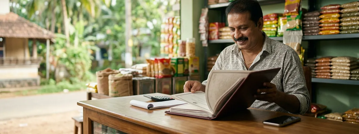 Kerala business owner completing trademark registration paperwork